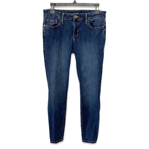 Tommy Hilfiger Blue Skinny Jeans Womens Sz 4 Denim 5 Pocket Dark Wash Stretch - Picture 1 of 10